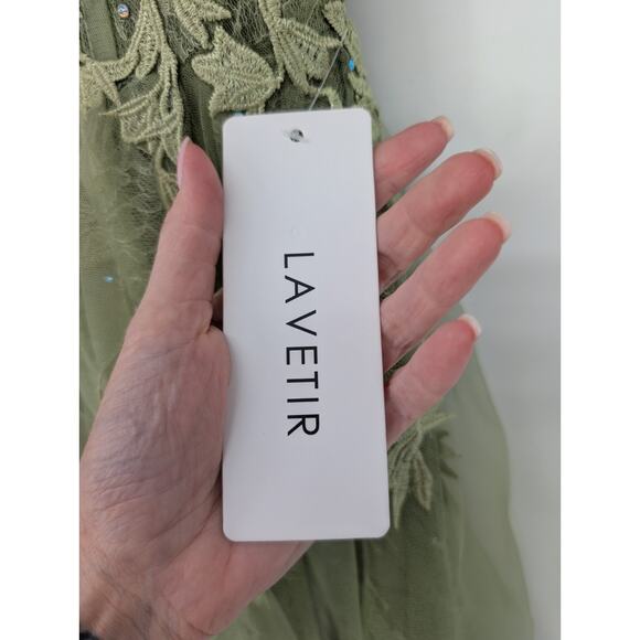 Sage Green Coquette Forest Fairy Lace Tulle Sheer Embellished Corset Dress 18 - Picture 10 of 15